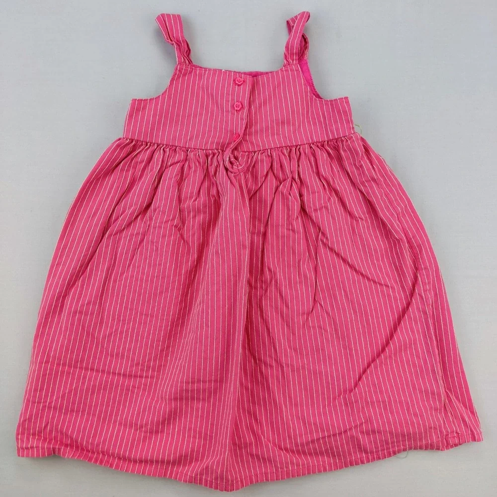 OshKosh B'gosh Dress Girl 4 Pink Striped Sleeveless Empire Waist Cotton Sundress